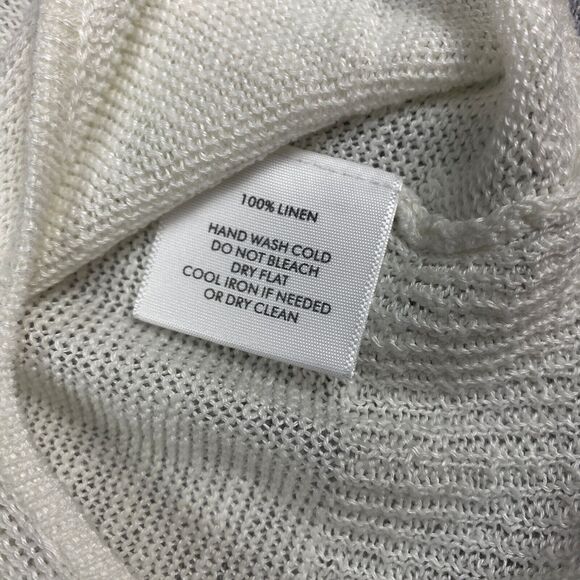 White + Warren 100% Linen Knotted Top Crewneck White Sz XS - Picture 5 of 11